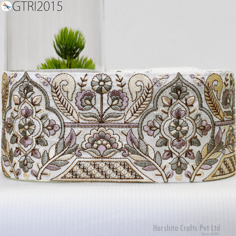 3 Yard Embroidered Fabric 10 Cm Trims Indian Decor Embroidery Sari Border Laces Ribbon Decorative Sewing Craft Saree Dresses Trimmings