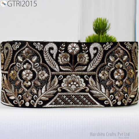 3 Yard Embroidered Fabric 10 Cm Trims Indian Decor Embroidery Sari Border Laces Ribbon Decorative Sewing Craft Saree Dresses Trimmings