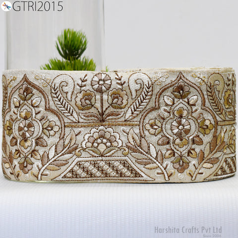 3 Yard Embroidered Fabric 10 Cm Trims Indian Decor Embroidery Sari Border Laces Ribbon Decorative Sewing Craft Saree Dresses Trimmings