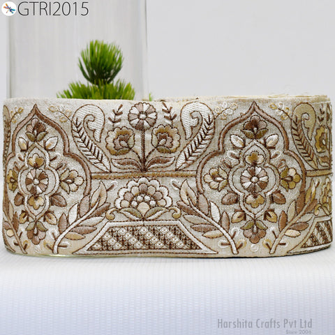 9 Yard Embroidered Fabric 10cm Trims Indian Decor Embroidery Sari Border Laces Ribbon Decorative Sewing Saree Dresses Trimmings Home Decor