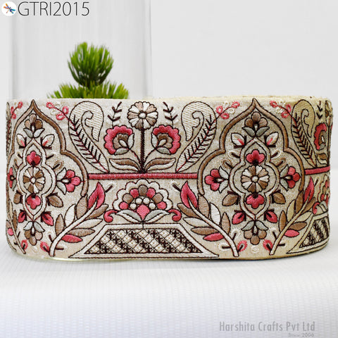3 Yard Embroidered Fabric 10 Cm Trims Indian Decor Embroidery Sari Border Laces Ribbon Decorative Sewing Craft Saree Dresses Trimmings