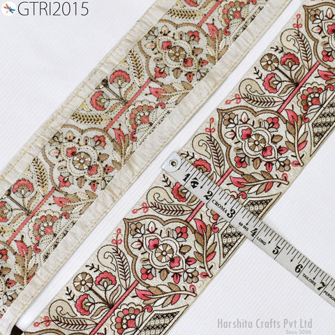 3 Yard Embroidered Fabric 10 Cm Trims Indian Decor Embroidery Sari Border Laces Ribbon Decorative Sewing Craft Saree Dresses Trimmings