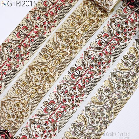 9 Yard Embroidered Fabric 10cm Trims Indian Decor Embroidery Sari Border Laces Ribbon Decorative Sewing Saree Dresses Trimmings Home Decor