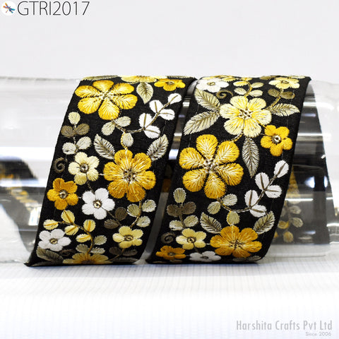 9 Yard Indian 5 CM trim Embroidered Saree Ribbon Fabric Trim Embellishment Cushions Border Indian Wedding Sewing Embroidery Dress Trimming