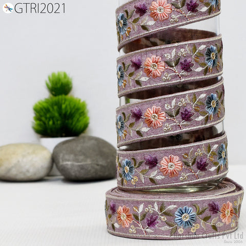 9 Yard Embroidered 3cm Ribbon Fabric Trim Decorative Embroidery Embellishments DIY Crafting Sewing Saree Indian Sari Border Home Decor Tape