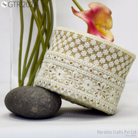 9 Yard Embroidered Fabric 10cm Trim Indian Sari Border Saree Laces Sewing DIY Ribbons Crafting Decorative Trimmings Cushions Beach Bags Hats