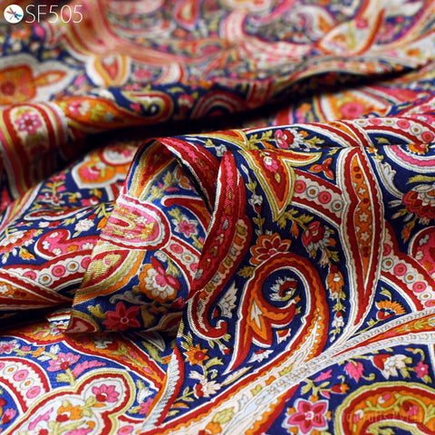Indian Pure Printed Silk, Decorative Fabric, Pure Printed Silk Fabric, Doll Dress Pure Printed Silk, Crafting Pure Printed Fabric