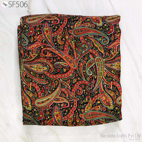 Habotai Silk Fabric, Indian fabric, Printed Silk, Floral Saree Silk, Dress Material Fabric, Soft Silk Fabric