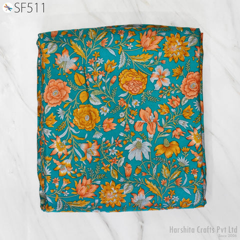 Habotai Silk Fabric, Indian Soft Silk, Printed Silk Fabric, Floral Print Silk, Indian Silk, Dress Material Silk