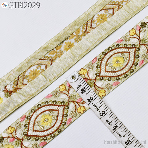 9 Yard Indian 5CM Ribbon Trim Sari Border DIY Dress Craft Sewing Fabric Embroidered Decorative Costumes Cushion Curtain Home Decor Trimming