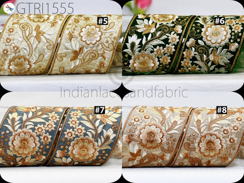 9 Yard Indian 9cm Embroidered Fabric Trim Cushion Covers Embroidery Saree Embellish Ribbon Sewing Crafting Border Wedding Trimmings Curtain