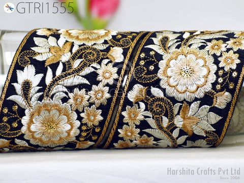 9 Yard Indian 9cm Embroidered Fabric Trim Cushion Covers Embroidery Saree Embellish Ribbon Sewing Crafting Border Wedding Trimmings Curtain