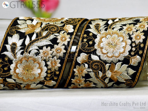 9 Yard Indian 9cm Embroidered Fabric Trim Cushion Covers Embroidery Saree Embellish Ribbon Sewing Crafting Border Wedding Trimmings Curtain