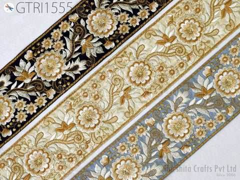 9 Yard Indian 9cm Embroidered Fabric Trim Cushion Covers Embroidery Saree Embellish Ribbon Sewing Crafting Border Wedding Trimmings Curtain
