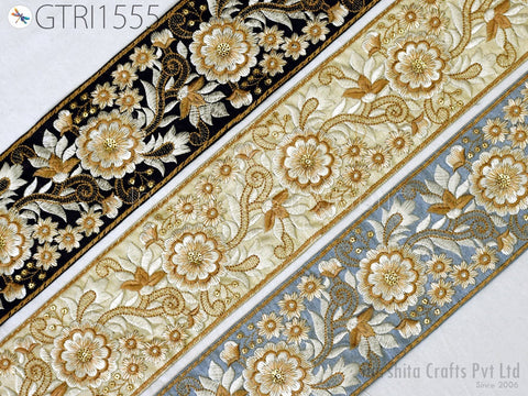 9 Yard Indian 9cm Embroidered Fabric Trim Cushion Covers Embroidery Saree Embellish Ribbon Sewing Crafting Border Wedding Trimmings Curtain