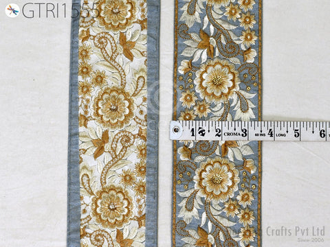 9 Yard Indian 9cm Embroidered Fabric Trim Cushion Covers Embroidery Saree Embellish Ribbon Sewing Crafting Border Wedding Trimmings Curtain