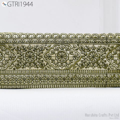 9 Yard Embroidered Fabric 115 mm Trim DIY Crafting Sari Border Indian Embroidery Decorative Laces Saree Ribbon Sewing Purse Home Decor