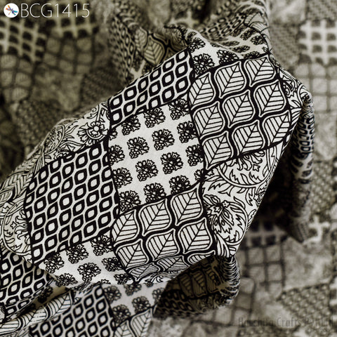 Black Quilting cotton summer dress fabric for kids, floral kurtis design cotton fabric, hand block print cotton