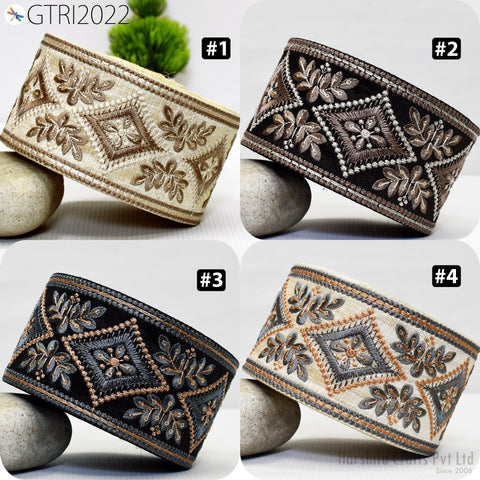 9 Yard Embroidery 78 mm Fabric Trim Embroidered Ribbon Decorative Embellishments DIY Crafting Sewing Saree Indian Sari Border Home Decor Bag