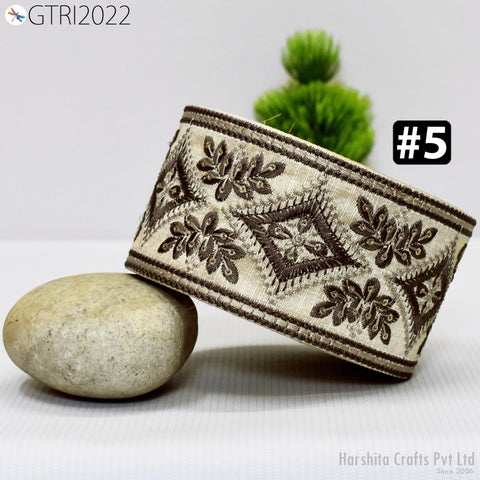 9 Yard Embroidery 78 mm Fabric Trim Embroidered Ribbon Decorative Embellishments DIY Crafting Sewing Saree Indian Sari Border Home Decor Bag