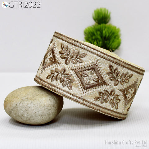 9 Yard Embroidery 78 mm Fabric Trim Embroidered Ribbon Decorative Embellishments DIY Crafting Sewing Saree Indian Sari Border Home Decor Bag