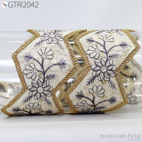 9 Yard Indian 5cm Embroidered Trim Drapery Embellishments Hats Bag Saree Trimming Decorative Ribbon Crafting Sewing Sari Borders Home Decor