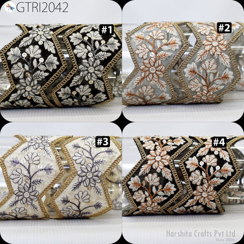 9 Yard Indian 5cm Embroidered Trim Drapery Embellishments Hats Bag Saree Trimming Decorative Ribbon Crafting Sewing Sari Borders Home Decor