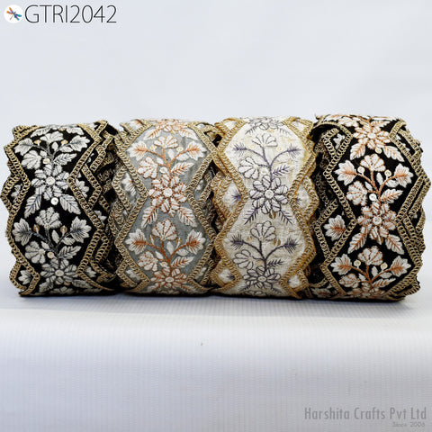 9 Yard Indian 7cm Embroidered Trim Drapery Embellishments Hats Bag Saree Trimming Decorative Ribbon Crafting Sewing Sari Borders Home Decor