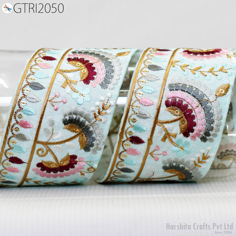 9 Yard Embroidered 65mm Sari Dresses Ribbon Fabric Trim Saree Border Doll DIY Crafting Sewing Beach Bags Home Decor Embellishment Trimmings