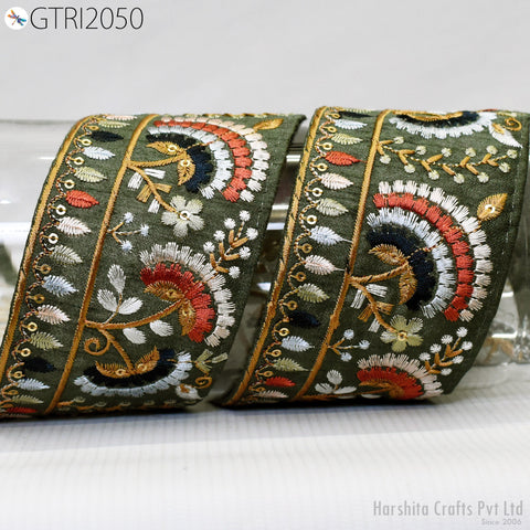 9 Yard Embroidered 65mm Sari Dresses Ribbon Fabric Trim Saree Border Doll DIY Crafting Sewing Beach Bags Home Decor Embellishment Trimmings