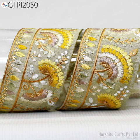 9 Yard Embroidered 65mm Sari Dresses Ribbon Fabric Trim Saree Border Doll DIY Crafting Sewing Beach Bags Home Decor Embellishment Trimmings