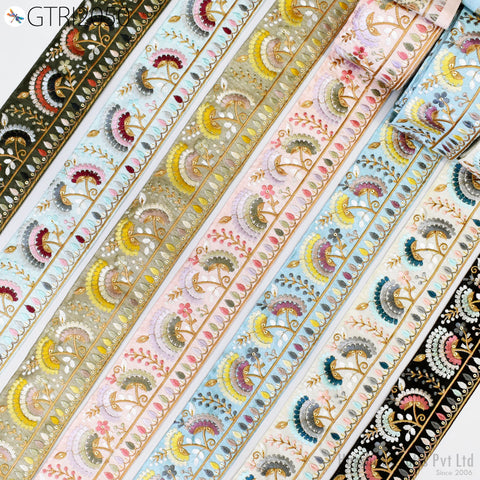 9 Yard Embroidered 65mm Sari Dresses Ribbon Fabric Trim Saree Border Doll DIY Crafting Sewing Beach Bags Home Decor Embellishment Trimmings