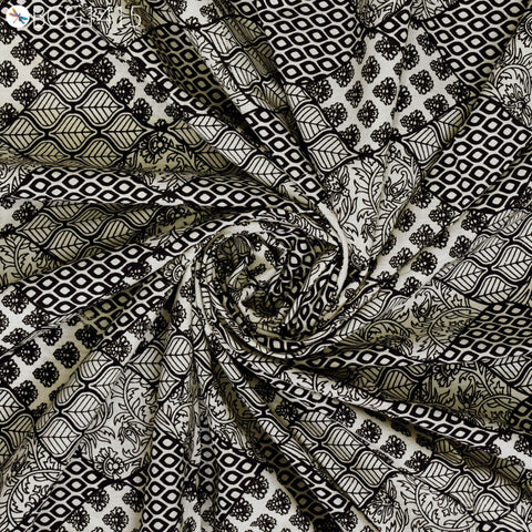 Summer Dress fabric, Fabric for kurtis, Floral Fabric, Crating Fabric, black fabric, rust cotton fabric