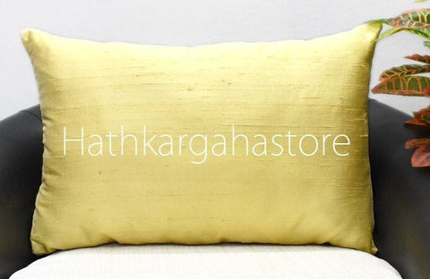 Lime Yellow Dupioni Pure Silk Cushion Cover