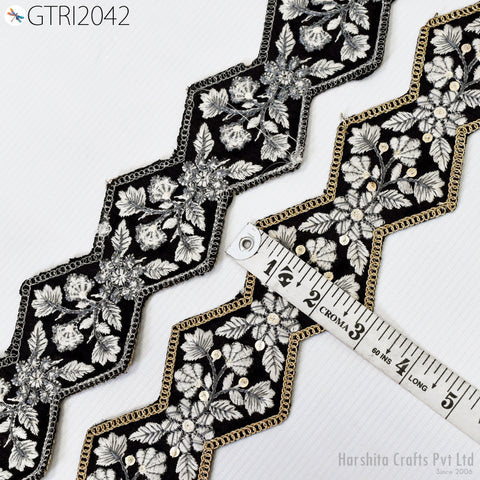 9 Yard Indian 7cm Embroidered Trim Drapery Embellishments Hats Bag Saree Trimming Decorative Ribbon Crafting Sewing Sari Borders Home Decor