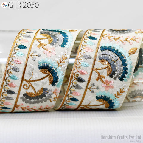 9 Yard Embroidered 65mm Sari Dresses Ribbon Fabric Trim Saree Border Doll DIY Crafting Sewing Beach Bags Home Decor Embellishment Trimmings