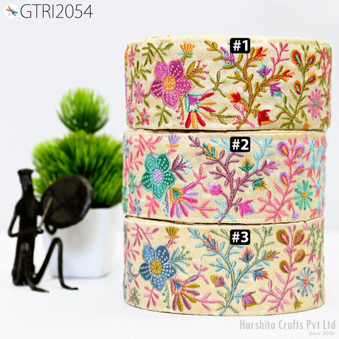 9 Yard Embroidery Fabric 5cm Trim Indian Embellishment DIY Crafting Sewing Saree Sari Border Embroidered Ribbon Dresses Costumes Home Decor