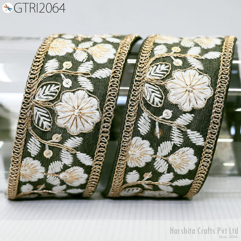 9 Yard Embroidered 4cm Indian Trim Embellishment Wholesale Embroidery DIY Crafting Border Saree Ribbon Cushion Home Décor Sewing Trim Tapes