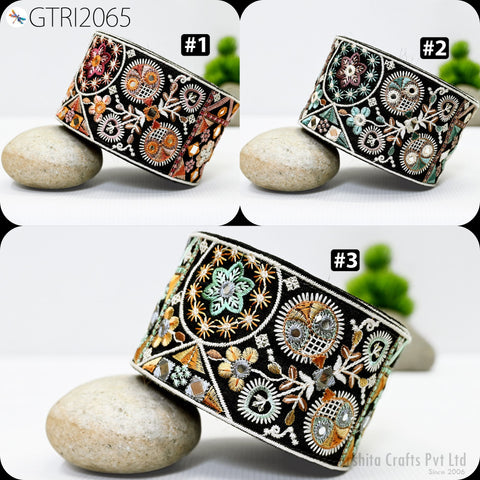 9 Yard Indian 8CM Embroidered Trim Drapery Hats Bag Saree Decorative Trimming Ribbon Crafting Sewing Sari Borders Embellishments Home Decor