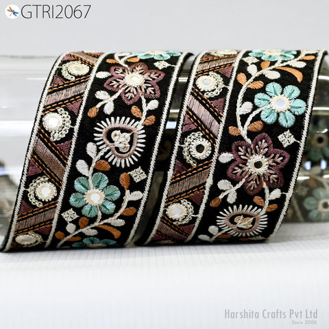 9 Yard Indian 6cm Embroidered Trim Embellishment Sari Border Embroidery Ribbon Cushions Home Décor Sewing Clothing Costumes Trimmings