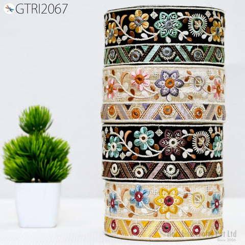 9 Yard Indian 6cm Embroidered Trim Embellishment Sari Border Embroidery Ribbon Cushions Home Décor Sewing Clothing Costumes Trimmings