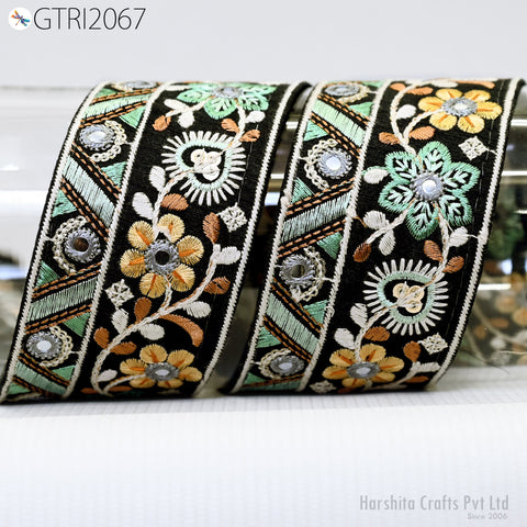 9 Yard Indian 6cm Embroidered Trim Embellishment Sari Border Embroidery Ribbon Cushions Home Décor Sewing Clothing Costumes Trimmings