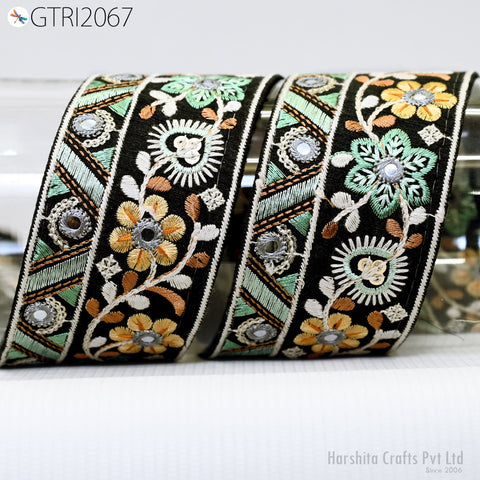 9 Yard Indian 6cm Embroidered Trim Embellishment Sari Border Embroidery Ribbon Cushions Home Décor Sewing Clothing Costumes Trimmings