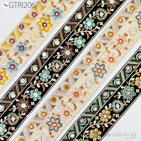 9 Yard Indian 6cm Embroidered Trim Embellishment Sari Border Embroidery Ribbon Cushions Home Décor Sewing Clothing Costumes Trimmings