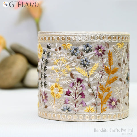 9 Yard Indian Decorative Embroidered 125 mm Sari Border Embroidery Fabric Trim DIY Crafting Laces Saree Ribbon Sewing Lehenga Home Decor