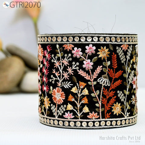 9 Yard Indian Decorative Embroidered 125 mm Sari Border Embroidery Fabric Trim DIY Crafting Laces Saree Ribbon Sewing Lehenga Home Decor