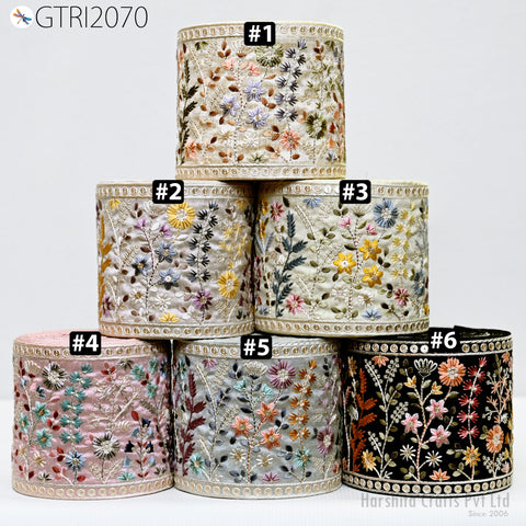 9 Yard Indian Decorative Embroidered 125 mm Sari Border Embroidery Fabric Trim DIY Crafting Laces Saree Ribbon Sewing Lehenga Home Decor