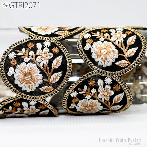 9 Yard Indian 7CM Scallop Edge Embroidery Trim Embroidered Saree Ribbon Cushions Cover Sewing Crafting Tape Curtains Headbands Sari Border