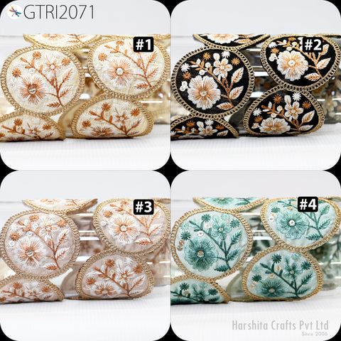 9 Yard Indian 7CM Scallop Edge Embroidery Trim Embroidered Saree Ribbon Cushions Cover Sewing Crafting Tape Curtains Headbands Sari Border