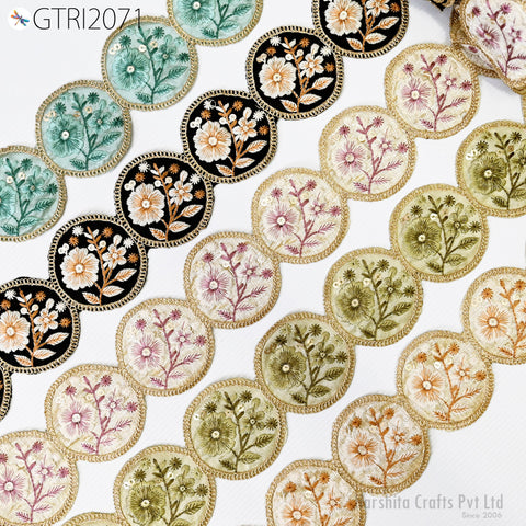 9 Yard Indian 7CM Scallop Edge Embroidery Trim Embroidered Saree Ribbon Cushions Cover Sewing Crafting Tape Curtains Headbands Sari Border